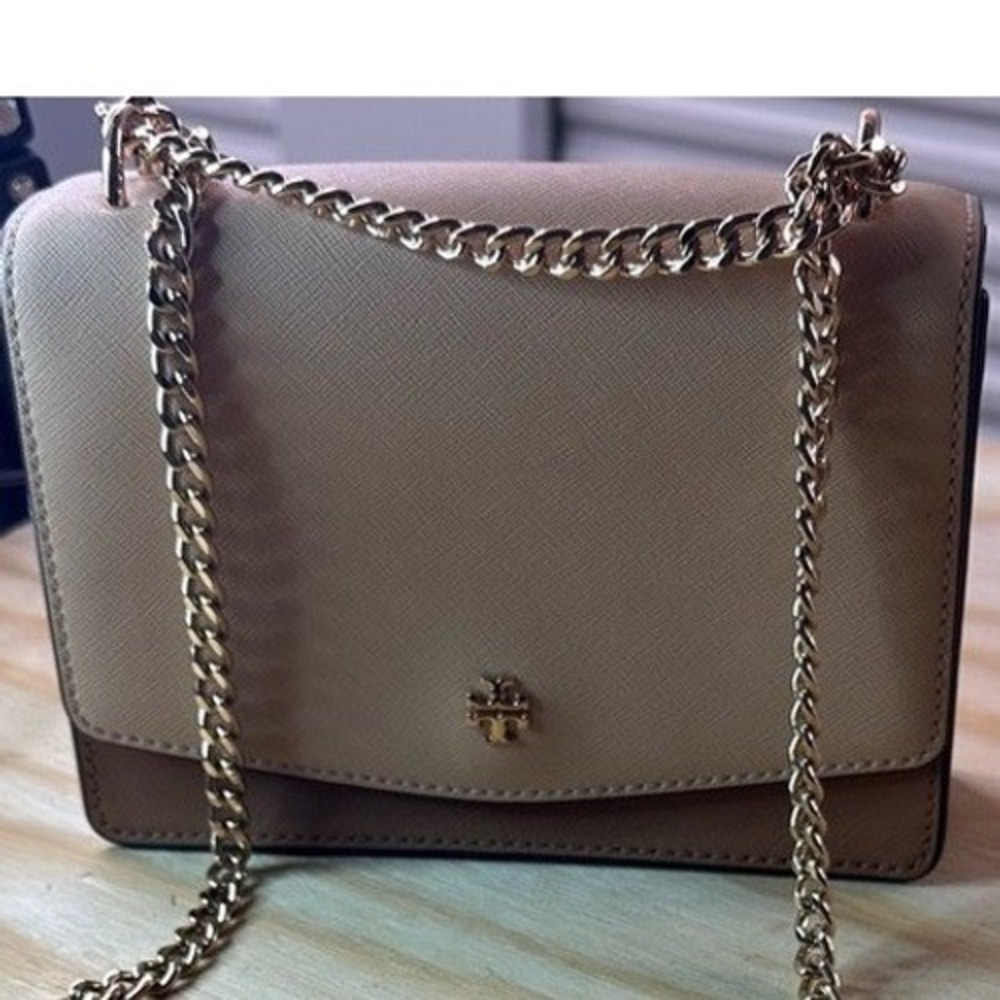 Tory Burch Kira Saffiano Crossbody Bag‎ – Nude/Tan
